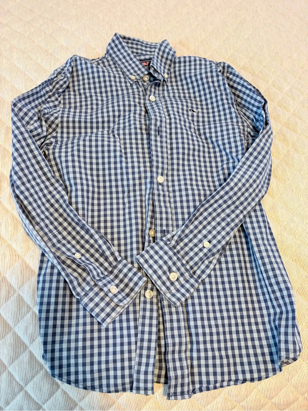 Vineyard Vines Blue & White Gingham Button-Down Shirt - Kids